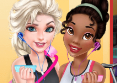 Elsa e Tiana na Academia