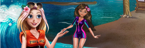 Moana e Rapunzel: Surf na Praia