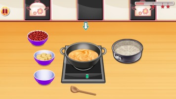 Jogos de fazer bolo invertido de cereja na cozinha da Sara